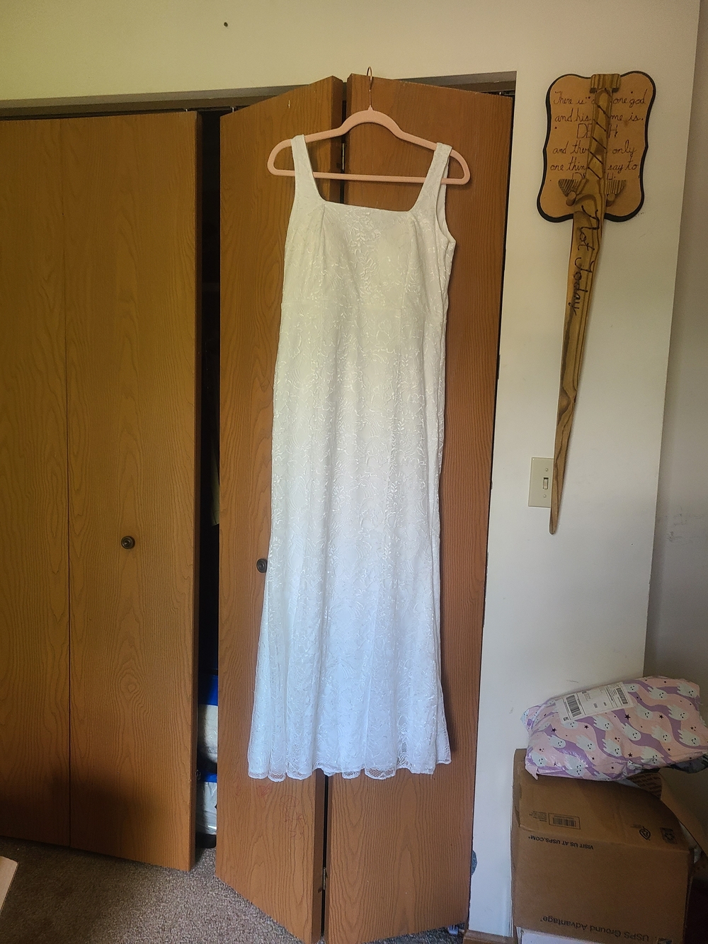 Lulu's White Lace Square Neck Maxi Dress